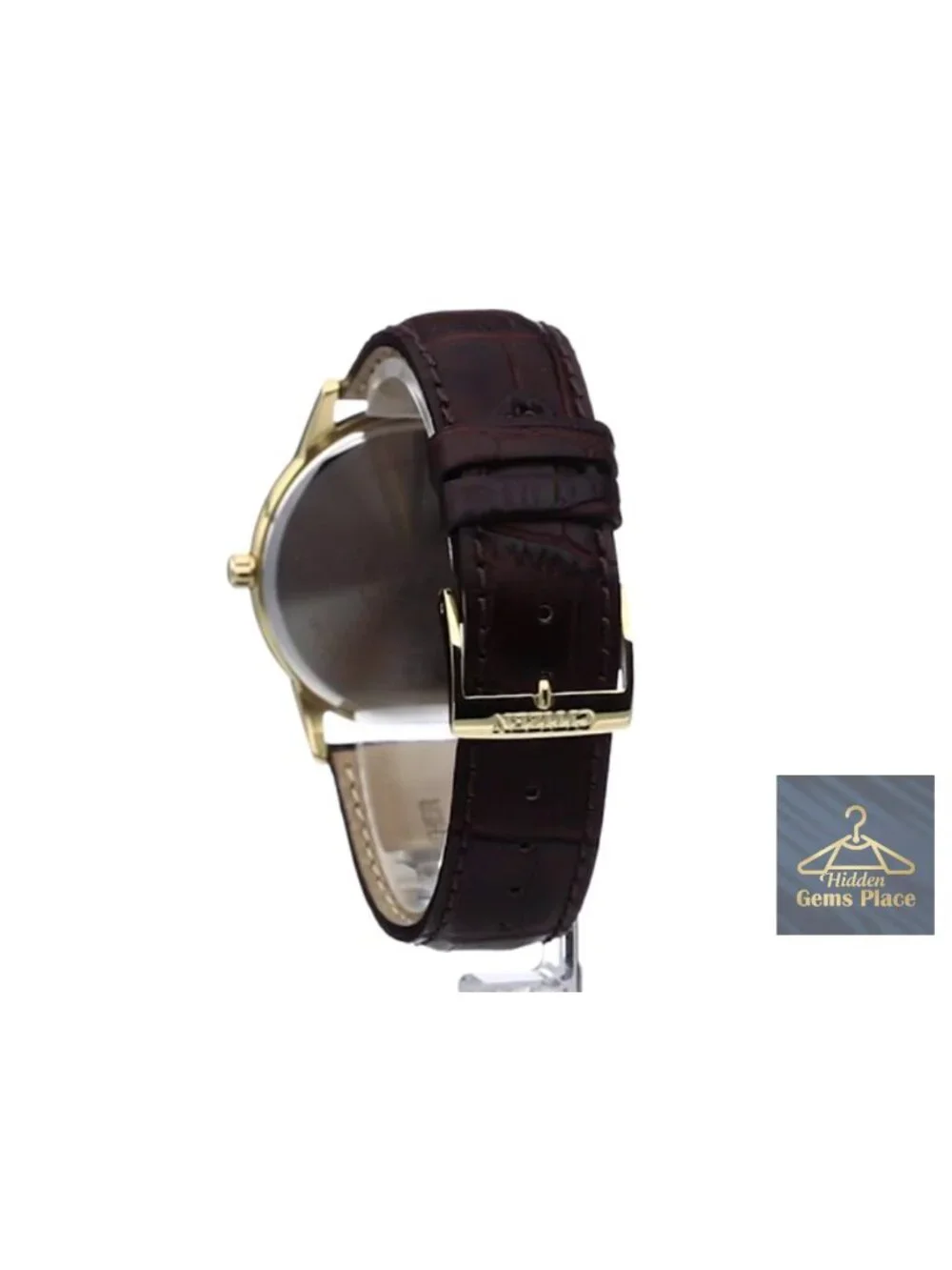 Men's Eco-Drive Leather Strap Watch, 3-Hand Date, Gold-Tone Stainless Steel